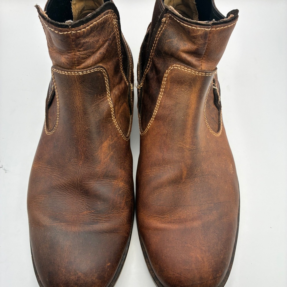 Steve Madden Mens Brown Leather Chelsea Boots Distressed Ankle Boot Size 10 D